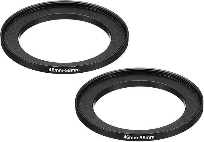 PATIKIL 46mm-58mm Metal Step Up Ring, 2 Pack Camera Lens Filter Adapter Ring Aluminum Filter Adapter Ring for Camera Lenses Hood, Black
