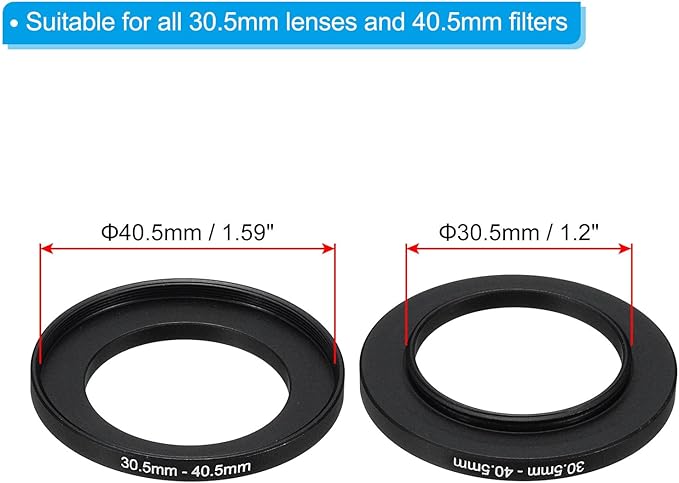 PATIKIL 30.5mm-40.5mm Metal Step Up Ring with Cleaning Cloth, 2 Pack Camera Lens Filter Adapter Ring Aluminum Filter Adapter Ring for Camera Lenses Hood, Black