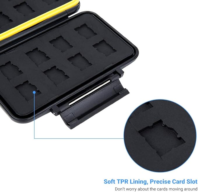 16 Slots Micro SD Card Holder, Micro SD Card Case Micro SD Micro SDHC Micro SDXC Card Storage Micro SD Card Organizer with Carabiner, Water-Resistant Anti-Shock