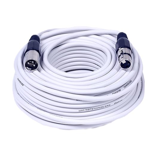 Seismic Audio SAXLX-100White6 6 Pack of White 100 Foot XLR Microphone Cables - 100' Microphone Cords Mic