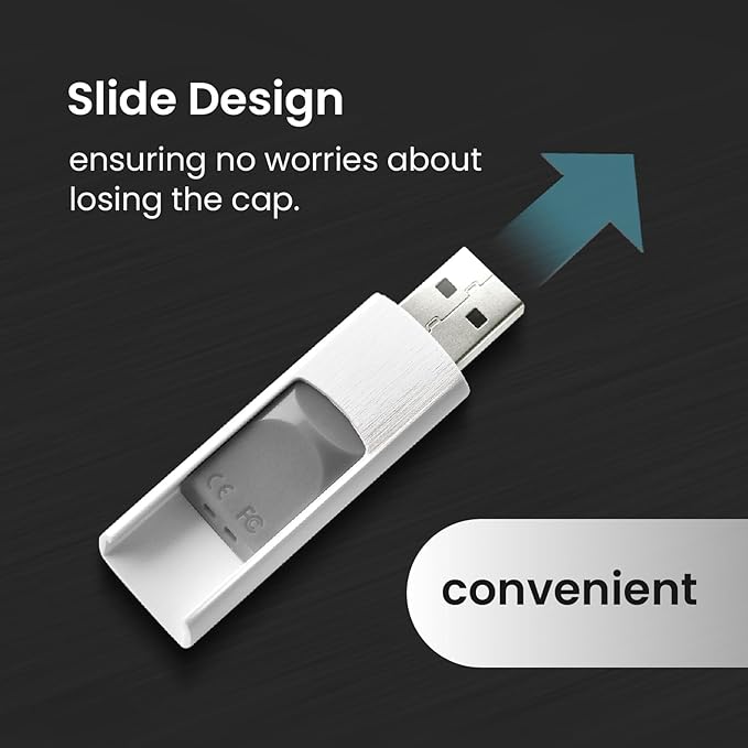 MMOMENT 128GB (5 Pack) MU39 USB Flash Drive– USB 3.2 Retractable Thumb Drive with Sliding Connector, Up to 100MB/s Read, 30MB/s Write – Plug & Play Memory Stick for PC, Mac, TV, Car