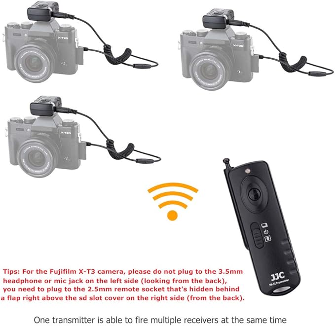 JJC Wireless Remote Shutter Release & 2-Pack Soft Shutter Release Button for Fujifilm X100VI X100V X100F X100T X-T30 II XT30II X-T30 XT30 X-T20 XT20 X-T4 XT4 X-T3 XT3 X-T2 XT2 X-E3 XE3 Cameras & More