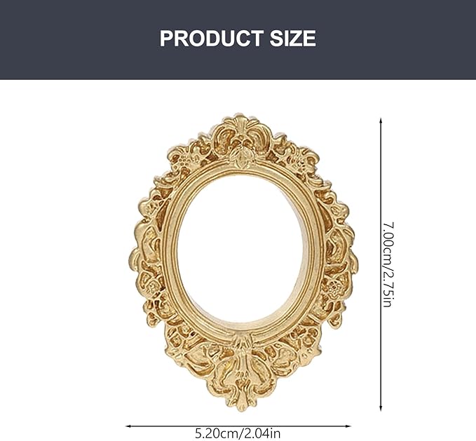 BESTOYARD 12Pcs Vintage Miniature Resin Photo Frames, Baroque Oval Jewelry Display Picture Frames for Christmas DIY Crafts, Home Table Photo Props