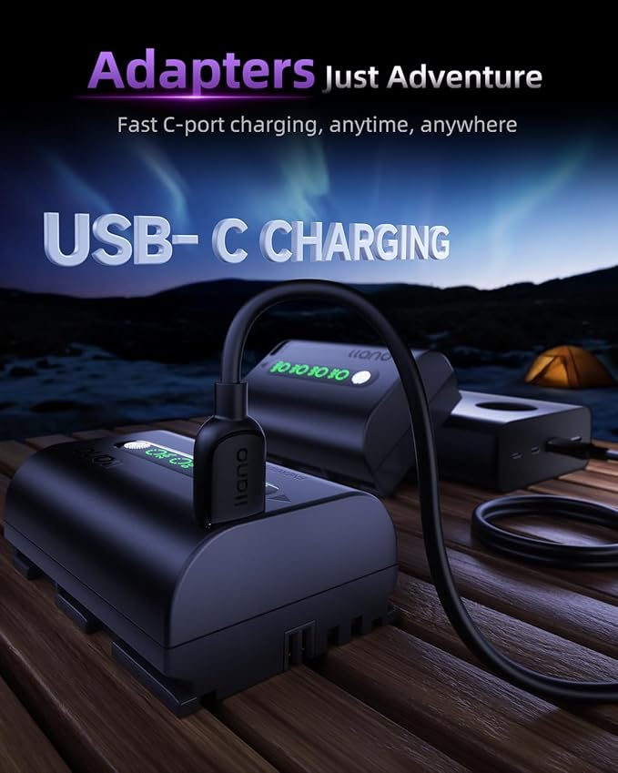 llano 2600mAh Aurora LP-E6P Battery - Fully Decoded for Canon EOS R5/R6/R7 Mark II, 5D/6D/7D Mark II/III/IV, 60D/70D/80D/90D,Finger-Tap LED Display,USB-C Fast Rechargeable Replacement(1 Pack)