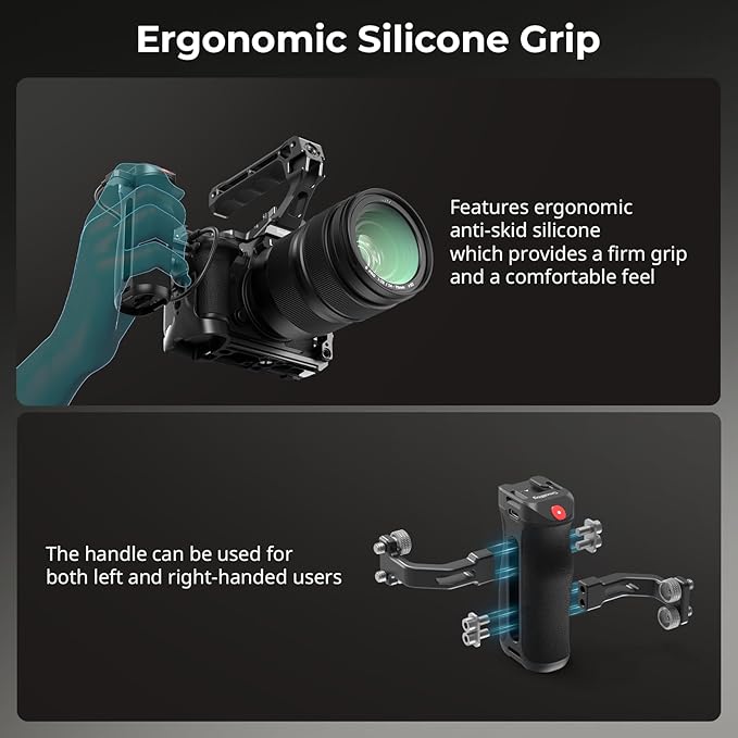 SMALLRIG Threaded Side Handle with Record Start/Stop Remote Trigger, 3 Control Cable, Compatible with Sony A7 III/ FX3/ A6600, for Canon R5II/ R5C, for FUJIFILM X-H2S/ X-T5, for Panasonic S5 II/ GH5