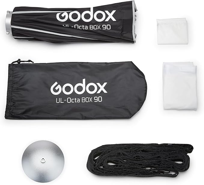 Godox UL-Octa 90cm Quick Release Octagonal Softbox, Foldable 35" Octabox Fast Setup, Universal Bowens Mount Soft Box with Diffusers/Honeycomb Grid for Portrait Photgraphy Studio Monolight Video Light