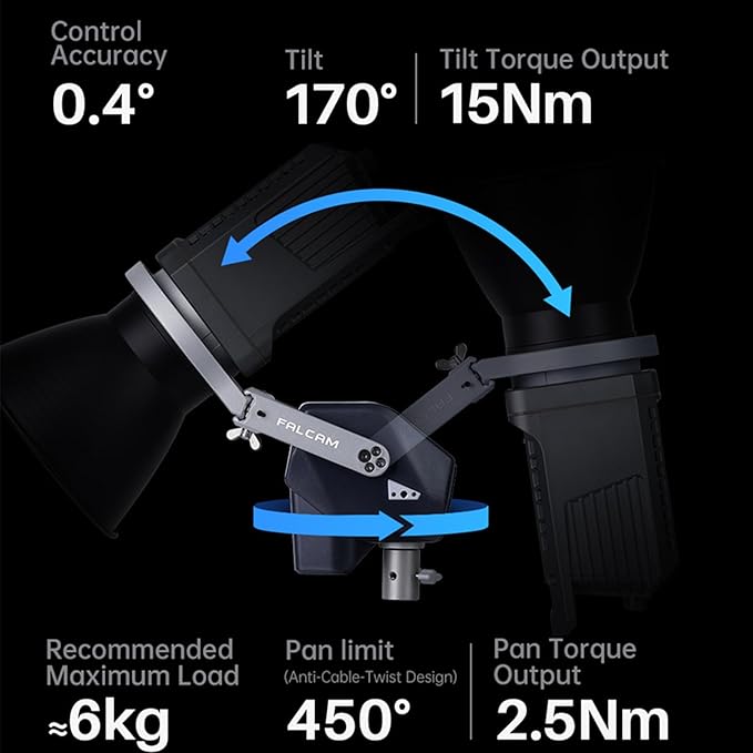 FALCAM Video Light Bracket for Bowens Mount, Automatic Studio Light Holder with Remote Control Compatible with Aputure Godox Nanlite GVM, Intelligent Move LightGo Led Photography Light Brackets
