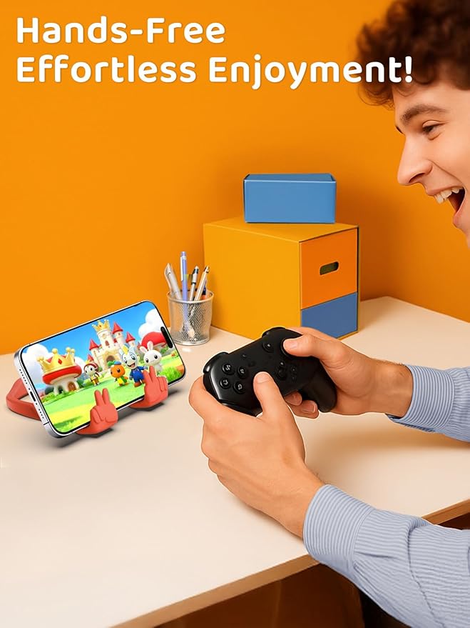 Easter Basket Stuffers for Teens Girls Boys Kids Cell Phone Stand: Upgrade Adjustable Peace Sign Thumbs Lazy Phone Holder for Desk Cool Gadgets Fun Easter Essentials Gifts for Adults Women Teenagers