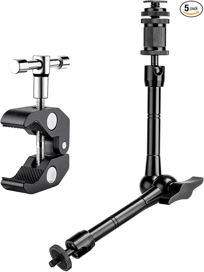FOMITO 11 inch Articulating Magic Arm + Super Clamp for DSLR Rig Camera to LCD Monito, LED Video Light