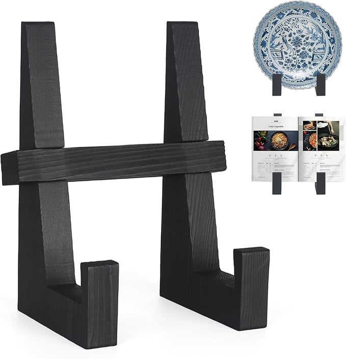 Wooden Plate Stand for Display - 8.8 Inch Wooden Picture Frame Holder Decorative Tabletop Easel for Plates, Photos, Recipes | Solid Wood Durable & Space-Saving Design