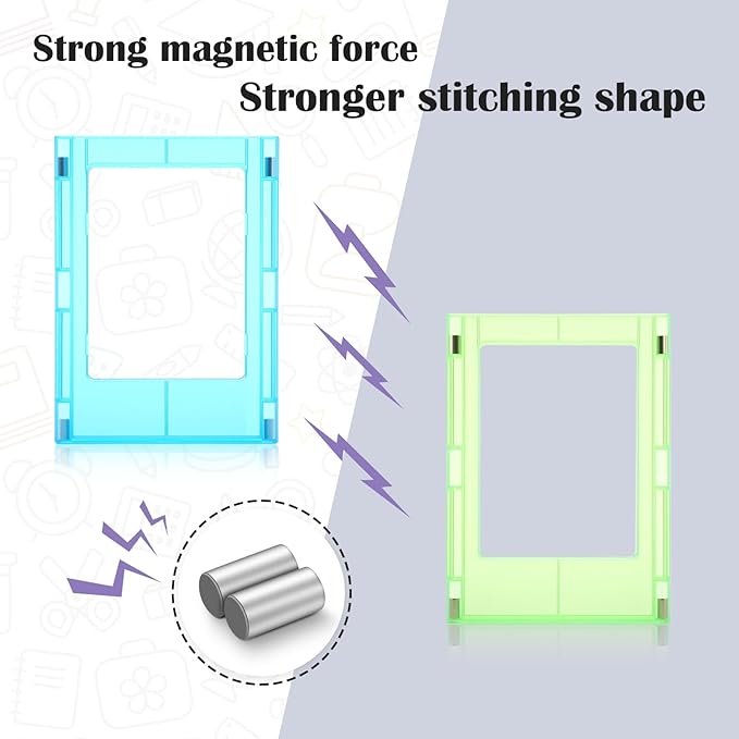Epakh 20 Packs Magnetic Photo Picture Frame Cute Mini Table Photo Frame Holder 3 Inches Plastic Colorful Picture Display for Fridge Office (Light Tone)
