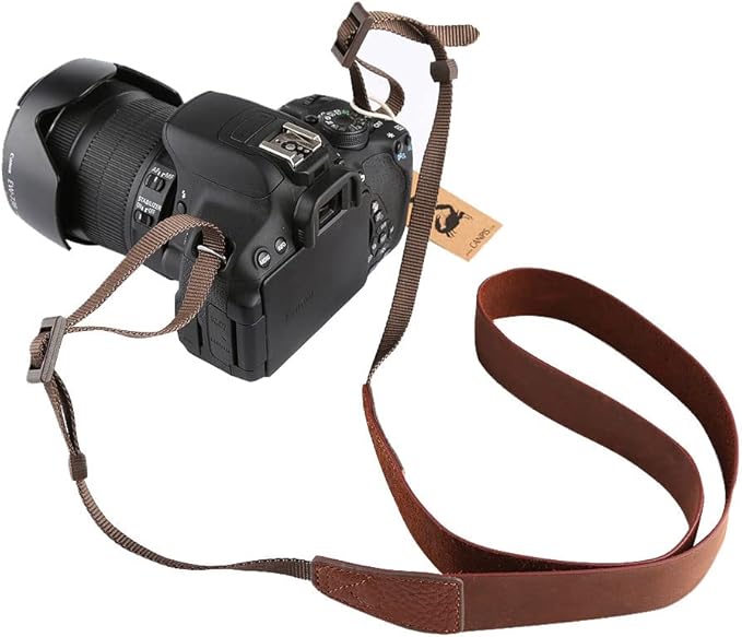 CANPIS Crazy Horse Leather Camera Strap,Vintage Camera Strap,Adjustable Camera Neck Shoulder Strap for Photographers