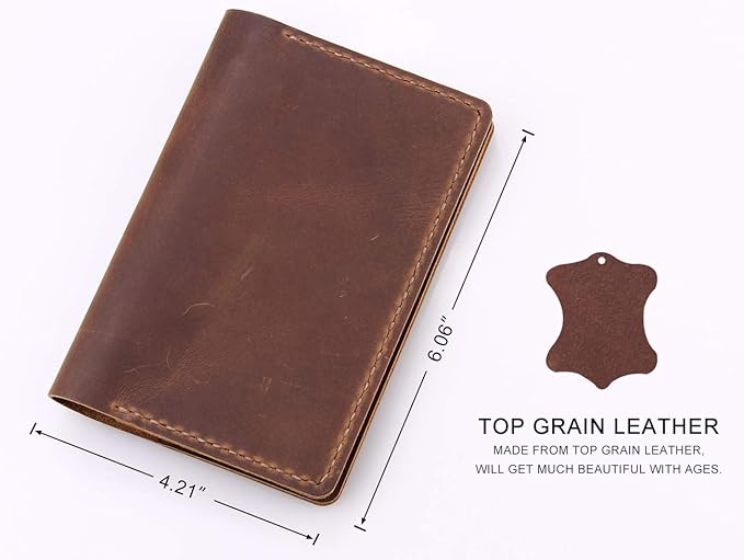 Leather Notebook Cover for Field Notes, Handmade Journal Cover for Moleskine Cahier Journal, Leather Cover with Pen Holder fits 3.5" x 5.5" Pocket Notebook - Brown