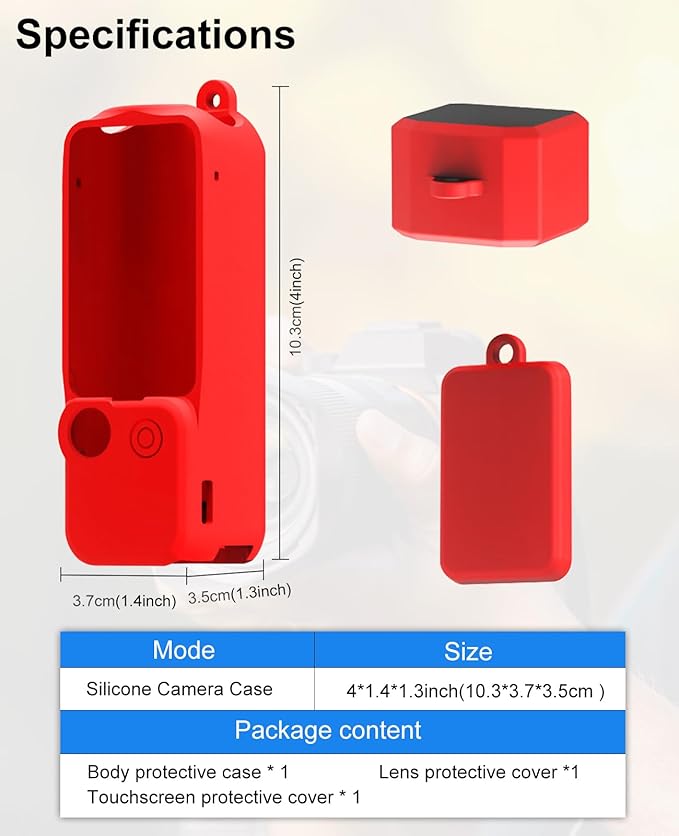 PULUZ Pocket 3 Silicone Cover, Soft Protective Case Compatible with DJI Osmo Pocket 3, Lens Protector Screen Protector Grip Cover Accessories(Red)