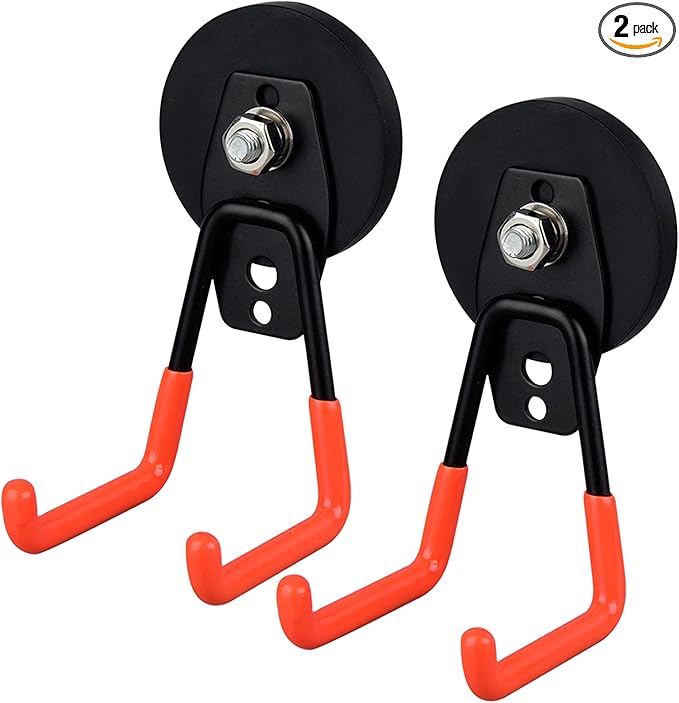 MUTUACTOR Magnetic Hooks Heavy Duty,2PCS Strong Magnetic Garage Hooks for Hanging,Anti-Slip Powerful Magnet Storage Utility Hooks for Cruise Cabins Cabinet Fridge Shed Workshop