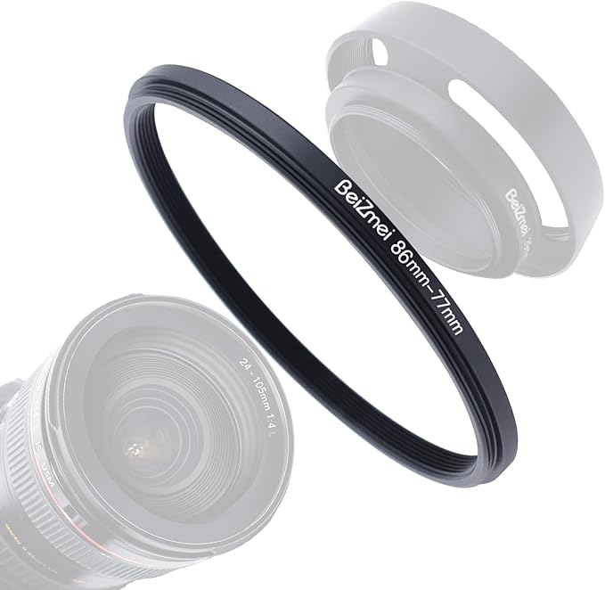 86mm to 77mm Camera Filters Ring,Step-Down Filters Ring Compatiable All Brands Ø86mm Lens to Ø77mm Camera Accessory.Made of CNC.