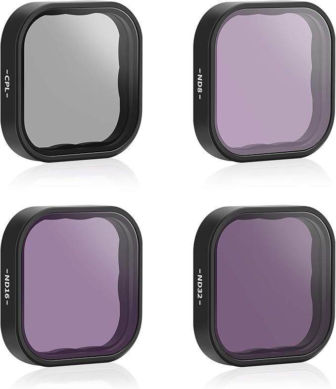 AFAITH 4-Pack ND CPL Lens Filters for GoPro Hero 12/11/10/9 Black, 4-Pack (CPL ND8 ND16 ND32) Camera Lens Protector Kit Set, Neutral Density Filter for GoPro Hero 12/11/10/9 Black