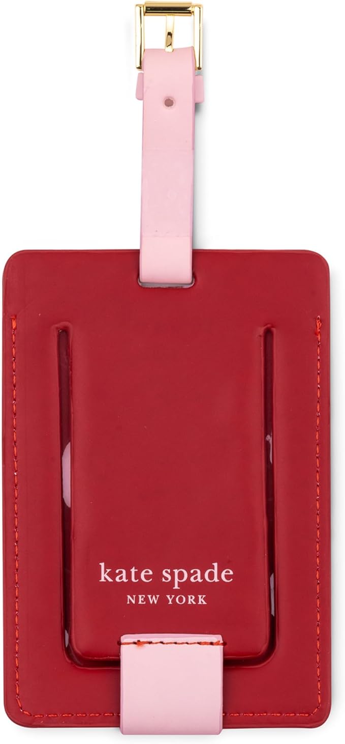 Kate Spade New York Leatherette Luggage Tag with Secure Strap, Colorful Suitcase Identifier for Travel, Monogram Bag Tag ID (M) (Pack of 2)