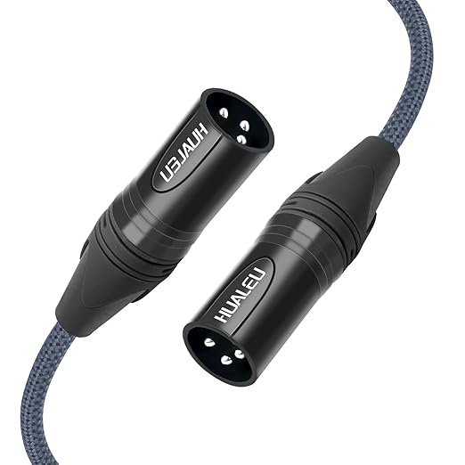 10FT 3Pin XLR Male to Male Audio Cable,Hi-End (OFC) Silver Plated Connector Studio Mixer Amplifier Adapter Cable-2 Pack