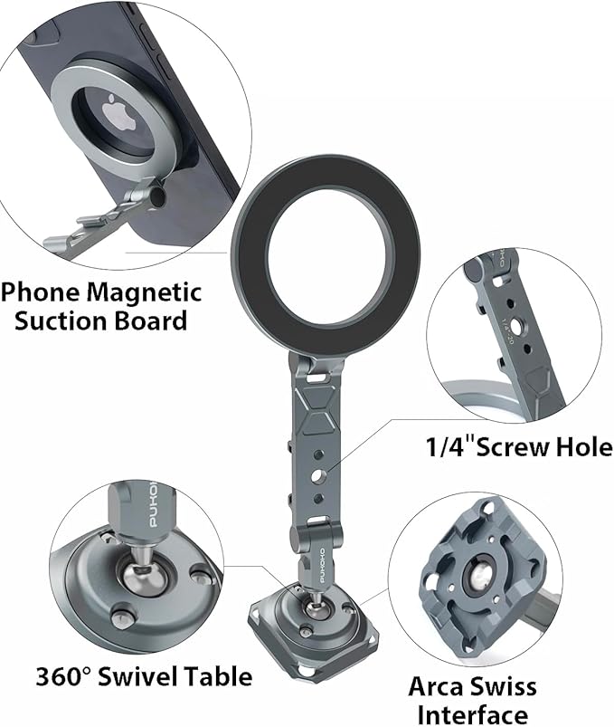 Magnetic Phone Tripod Mount Adapter Cold Shoe Phone Holder for Camera Magsafe Tripod Mount for 16/15/14/13 Series