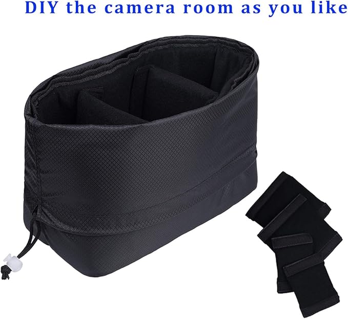JAKAGO Shockproof Camera Insert Bag for SLR DSLR Mirrorless Camera Lens Flash Light Accessories Camera Pouch with Adjustable Dividers for Canon Nikon Sony Water Resistant Camera inner case(Black)