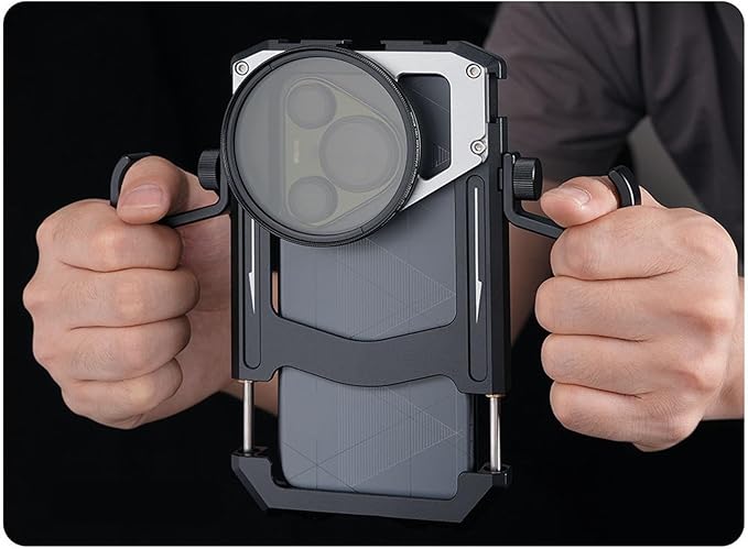 Akozon Telescopic Aluminum Alloy Smartphone Video Rig with Handle and Nd Filter for Live Streaming Vlogging Portrait Recording