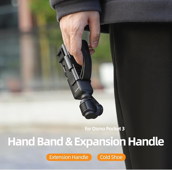 Xmipbs Pocket 3 Hand Strap Extension Handle with Cold Shoe Mount, Adjustable Wrist Strap for DJI Osmo Pocket 3, Compatible with 1/4" Thread Handle, Comfortable Grip & Hand Band for Osmo Pocket3