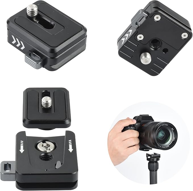 UTEBIT Metal Quick Release Plate with 1/4''-20 Camera Screw, Tripod Mount Plate with Tripod Monopod Slider Stabilizer Ball Head Compatible with Arca Swiss Peak Design Capture V3 Camera Clip