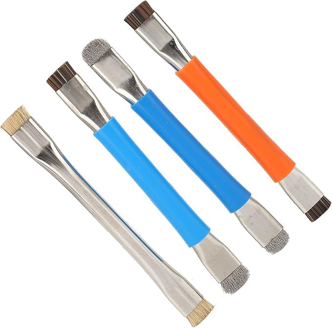 ZJchao Anti Static IC Cleaning Brush Double Head Motherboard Hard Brush Professional Grade ESD Safe Circuit Board Cleaner Tool for PCB Mobile Phone Repair 4 Pack Stainless Steel