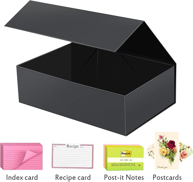 Harhana 3x5 Index Card Holder Card File Box Organizer, Hold 1200 3x5-Inch Flash Cards 1 Pack Black