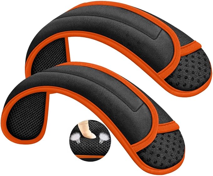 ZINZ 2-Pack Universal Shoulder Pad with Ultra Thick Cushion for Bag Luggage Bag Crossbody, Plus Long & Anti-Slip & Breathable,Grey-Orange Edge