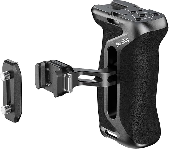 SMALLRIG NATO Side Handle with NATO Rail, H21 HawkLock Quick Release, for Left or Right Hand, 36mm/1.4in Up and Down Adjustable, Ergonomic Handgrip with Built-in Cold Shoe, 1/4"-20 Threaded Holes