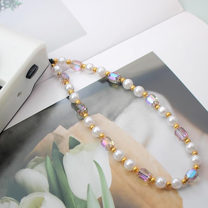 Beaded Camera Wrist Strap, Cute Phone Charms Strap, Pearl Bracelet Wrist Strap, Phone Keychain Decoration for Wallet