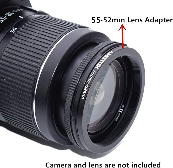 55mm Lens to 52mm Camera Lens Adapter,55mm to 52mm Filter Step-Down Ring Adapter Ring,Compatible All 52mm Filter Accessory