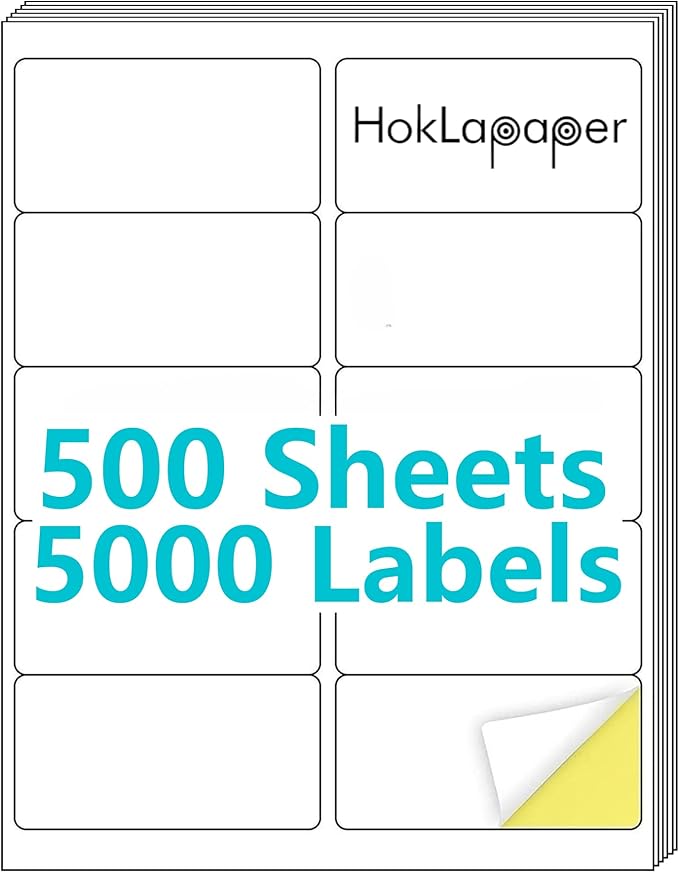 2" x 4" Shipping Labels,Printable White Mailing Labels for Laser/Inkjet Printer,Permanent Adhesive Sticker Labels(500 Sheets,5000 Labels)