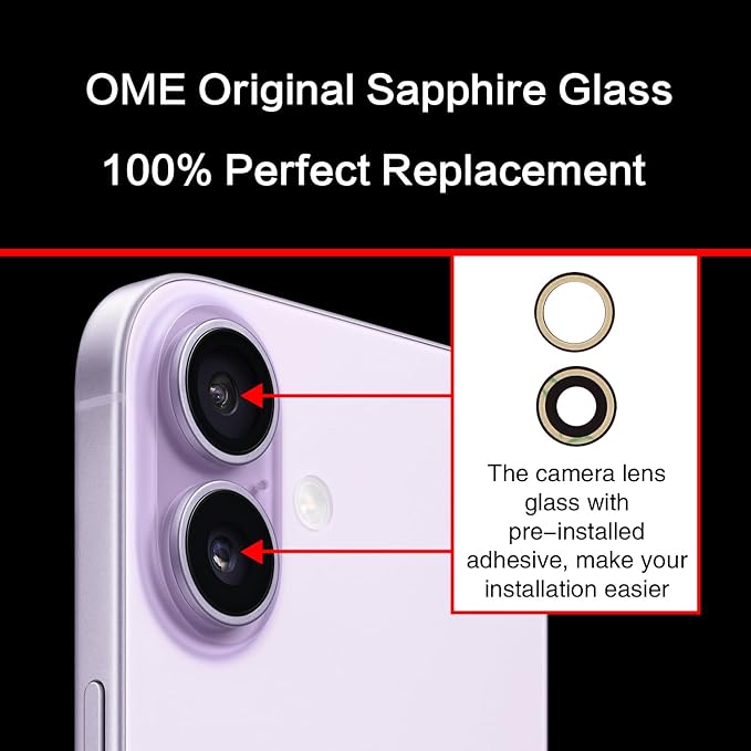 for ASDAWN Back Rear Camera Lens Glass Replacement for iPhone 17 6.3 inch with Pre-Installed Adhesive, Back Lens Glass with Installation Manual + Repair Tool Set