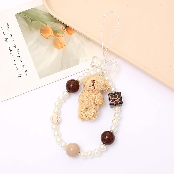 Beaded Phone Charm Lanyard Strap Girly Style Fixed Beads Pearl Lanyards