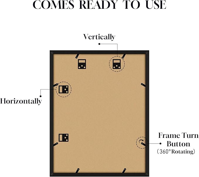 4x6 Photo Collage Frame 8 Openings Wooden, 13.5x17.5 Multi Picture Frame Collage Wall Decor, Black Frame with White Mat, Solid Pine Wood