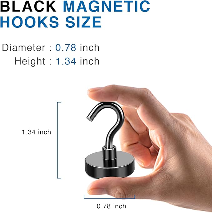 LOVIMAG Cruise Magnets with Hooks, 50lbs Magnetic Hooks for Cruise Cabins, Cruise Essentials Must Haves for Travel, Neodymium Magnets with Epoxy Coating for Hanging, Refrigerator, Kitchen -12 Pcs