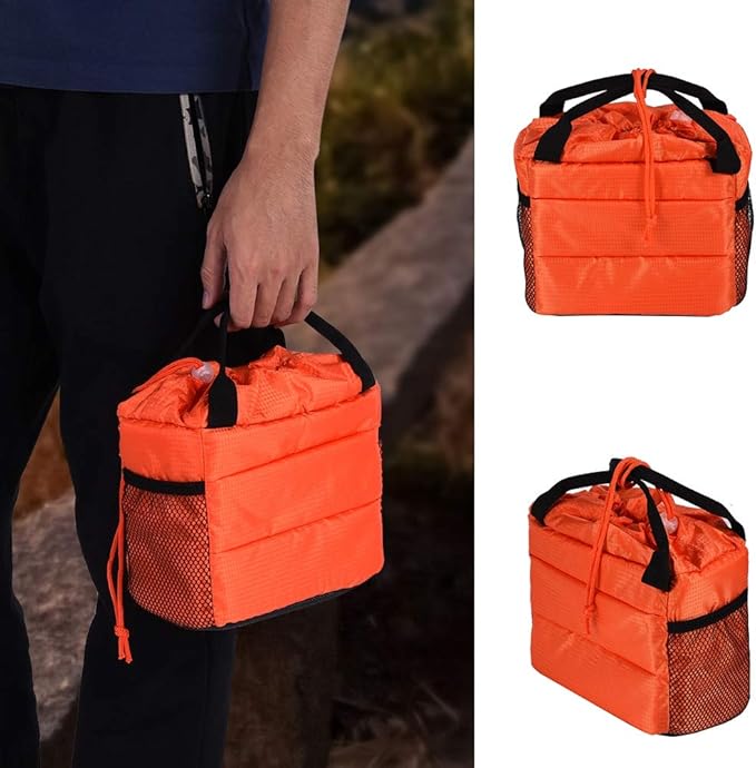 Acouto Camera Bag Only Polyester Insert Partition Camera Hand Bag Shockproof Padded Divider Cover Case for DSLR Camera Partition Bag (Orange)