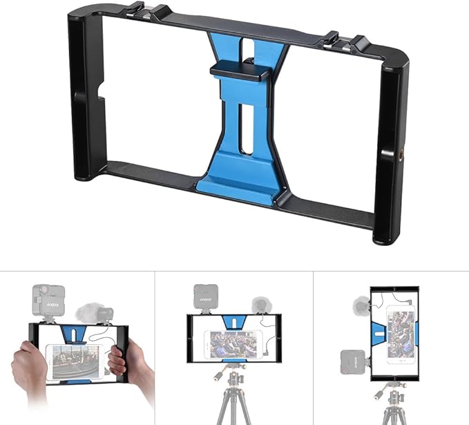 Andoer Smartphone Video Rig Phone Movie Mount Film Making Recording Vlogging Rig Hand Grip Bracket Holder Stabilizer for iPhone X 8 7s 6 Plus for Samsung Huawei Honor