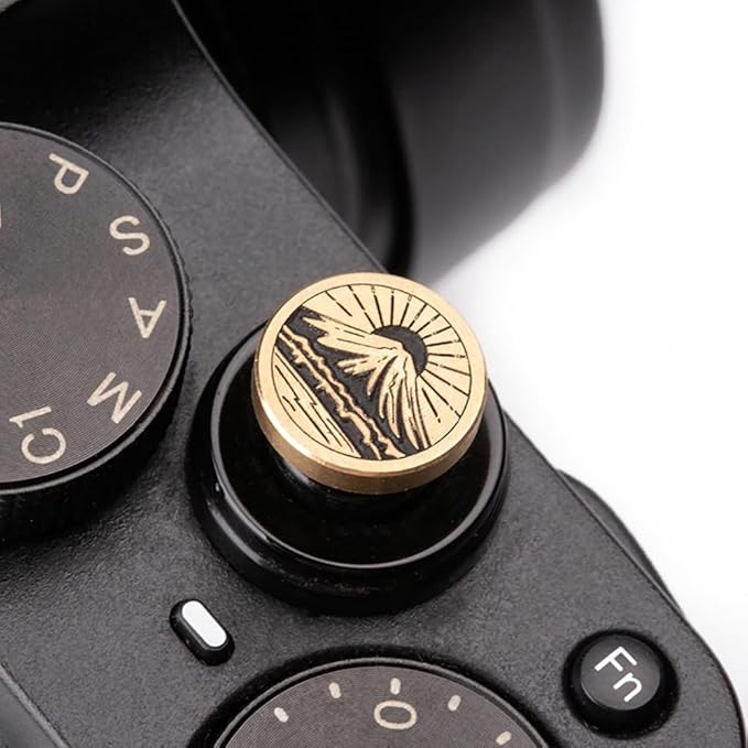 Mountain Sunrise Pattern Camera Metal Shutter Decorative Button Set for Fujifilm X-Pro3 xpro2 xpro1 xt50 xt30 xt4 xt5 x100vi (Copper Alloy-Shutter Decorative Button)
