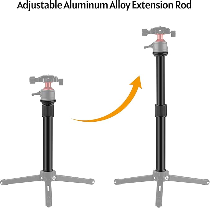 Andoer Extendable Aluminum Alloy Extension Pole Rod 19-31cm Universal 1/4-inch 3/8-inch Interface with 2pcs 1/4 to 3/8 Adapter Screws for DSLR SLR Camera Stabilizer Ball Head Tripod