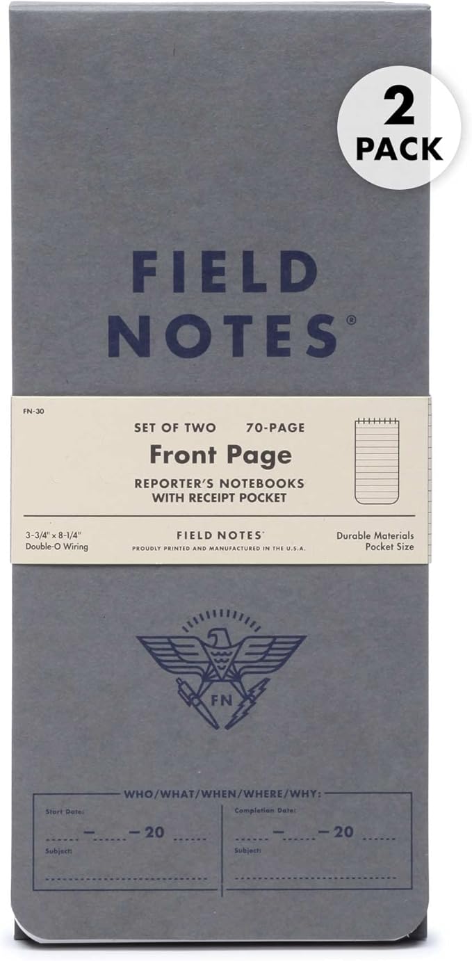 Field Notes - Front Page 2-Pack of Reporter's Notebooks - 3.75" x 8"
