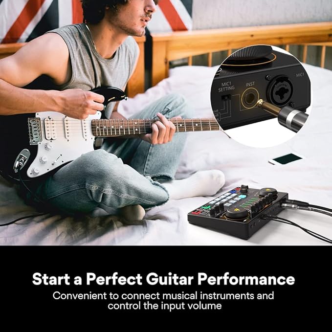 MAONO Audio Interface, MaonoCaster 10-Channel Podcast mixer with Pro-preamp, 48V Phantom Power, Bluetooth, 11 Customize sound pads for Recording, Streaming, Youtube, TikTok, PC, Guitar (AME2)