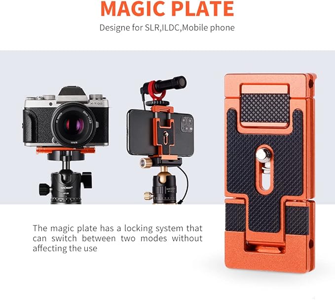 K&F Concept Aluminum Alloy Quick Release Plate with 1/4 Inch Screw for Camera, Cage, Cellphone etc (Orange)