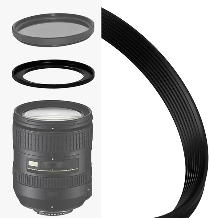 2Pcs 52mm to 49mm Step-Down Filter Adapter Ring Metal Threaded Lens Converter for Filters and Accessories