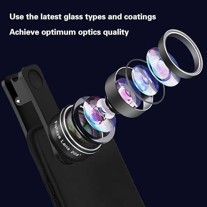 Phone Camera Lens, 198 Fisheye Lens + 120 Super Wide-Angle Lens + 20x Macro Lenses Camera Photography Accessories kit Gadgets for iPhone Samsung Android Smartphone