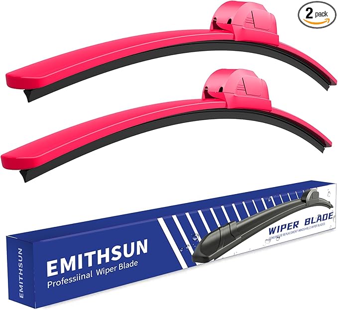 OEM QUALITY 24" + 24" Premium All-Seasons Durable Stable And Quiet Rose Red Windshield Wiper Blades (Set of 2)