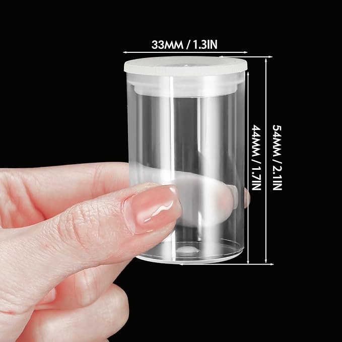 JOVITEC 100 Pieces Plastic Film Canister Holder 35 mm Empty Camera Reel Containers Storage Containers Case with Lids for Small Accessories Fish Hook Film Beads (Clear)